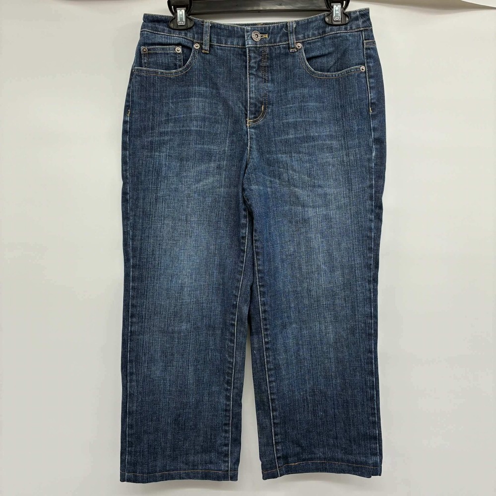 Vintage Talbots Petites Jeans Womens 8 Blue Stretch Straight Leg Made Hong Kong